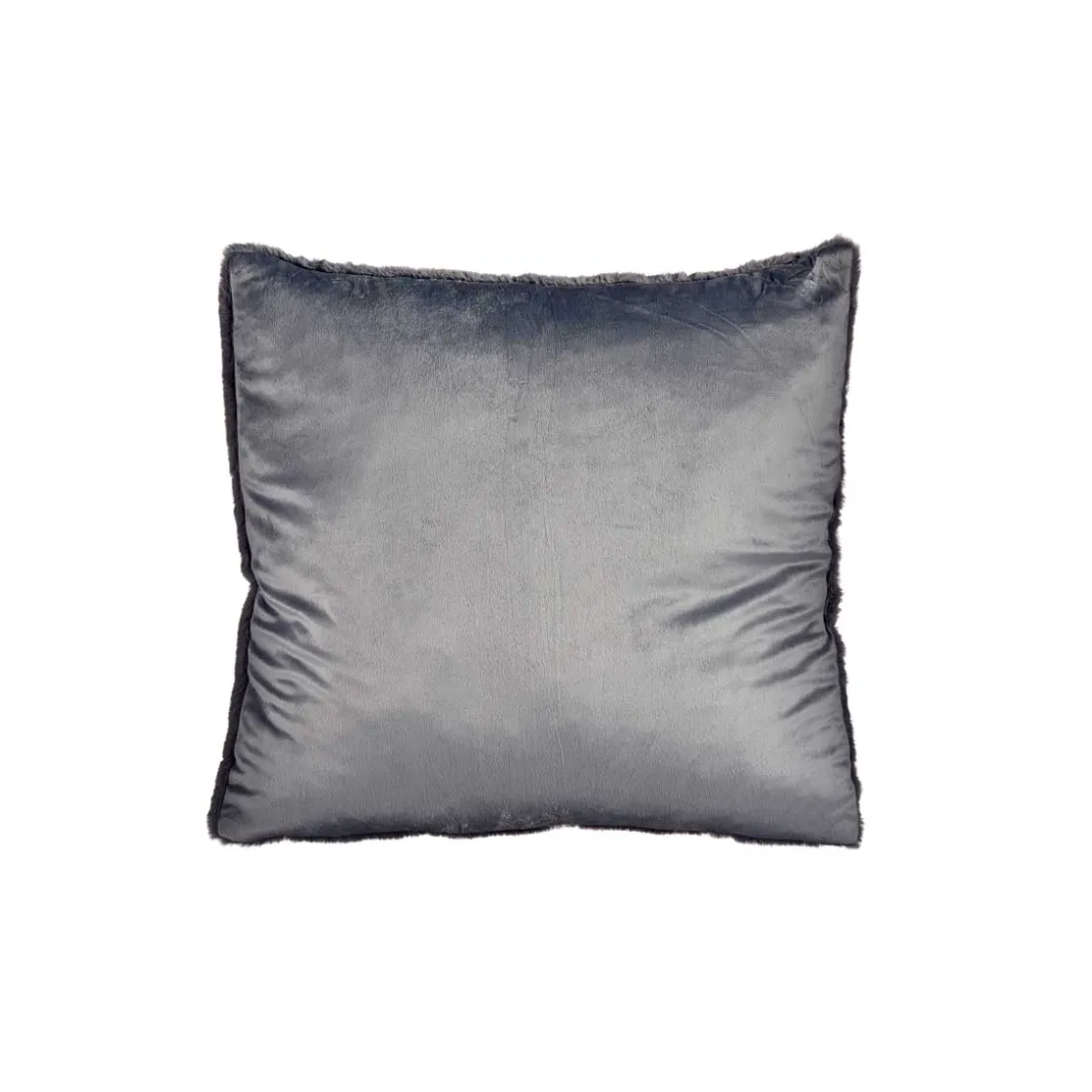 Cojines Y Fundas Decorativas>Cojín Gris Oscuro Con Piel 60x60cm