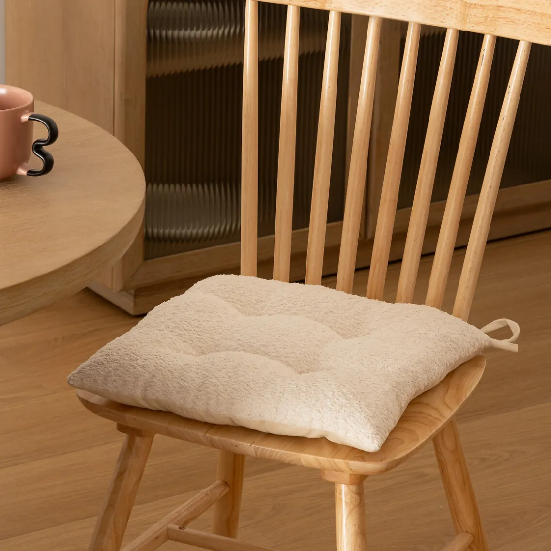 atmosphera Cojines Y Fundas Decorativas>Cojín Para Silla Bouclette Marfil 38x38cm