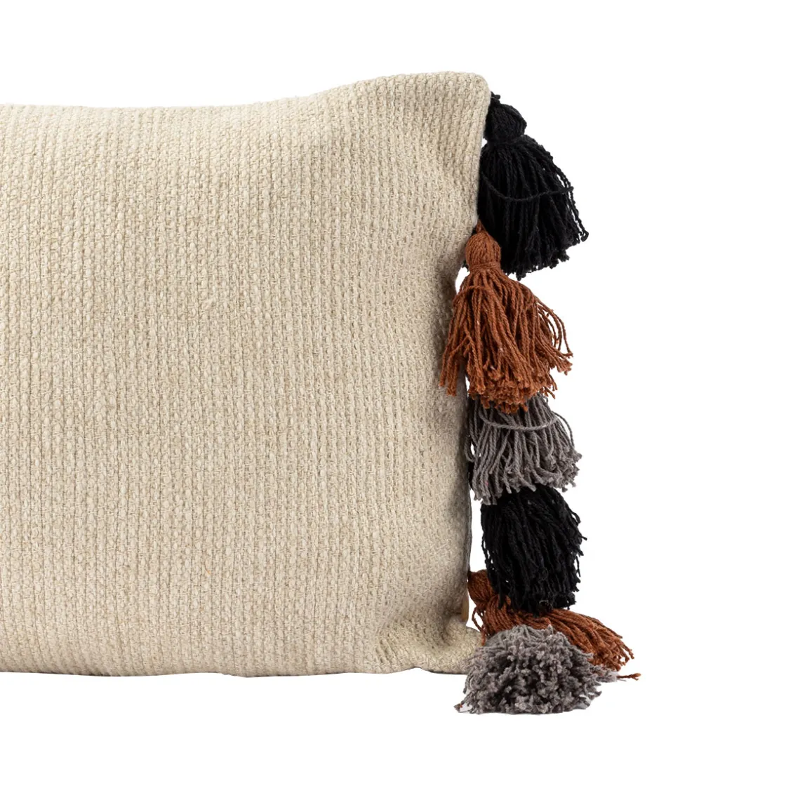 atmosphera Cojines Y Fundas Decorativas>Cojín SAIDIA beige con pompones 35x50Cm