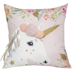 atmosphera4kids Téxtil>Cojín Unicornio C/Flecos Y Pompones
