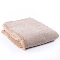 atmosphera Edredones Y Colchas>Colcha STONEWASHED con flecos beige 220x240cm
