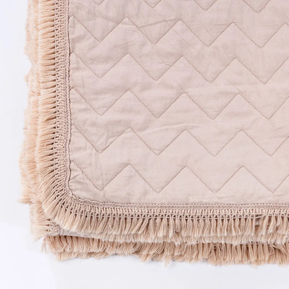 atmosphera Edredones Y Colchas>Colcha STONEWASHED con flecos beige 220x240cm