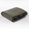 atmosphera Edredones Y Colchas>Colcha STONEWASHED verde con flecos 220x240cm