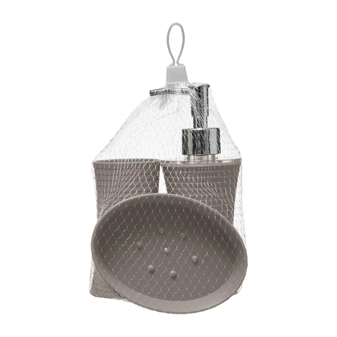 5five Accesorios De Lavabo>Conjunto De 3 Accesorios Baño Rayas Gris Pardo