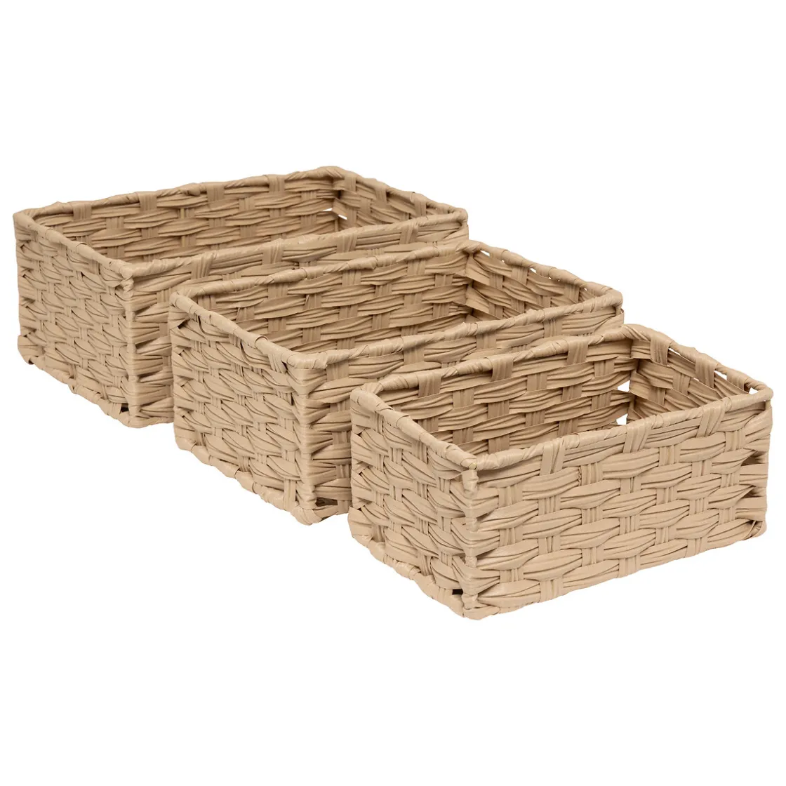 5five Cestas De Almacenamiento>Conjunto de 3 cestas altas TRESSE beige