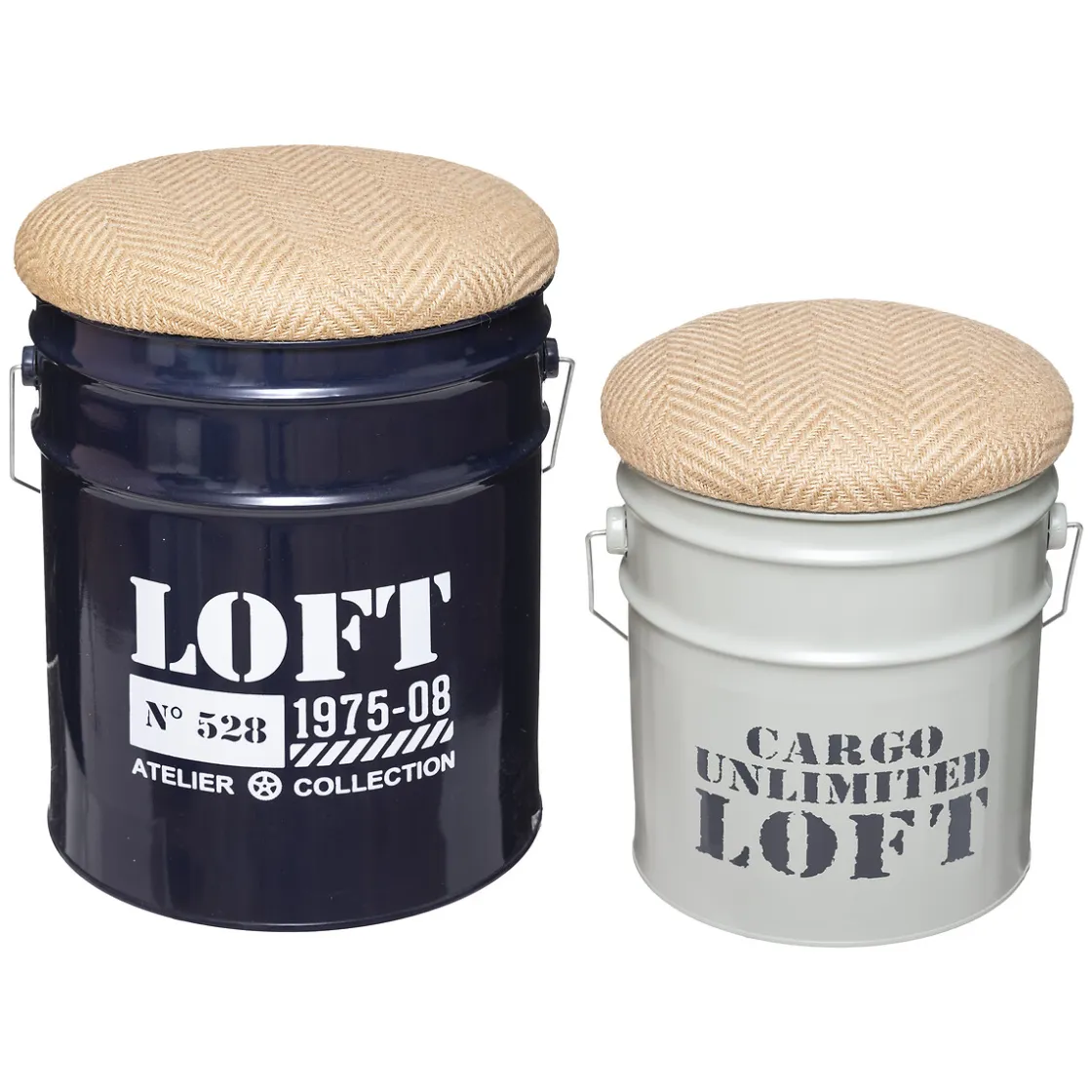 atmosphera Puff Y Banquitos>Conjunto de 2 puf ALFRED de metal y mdf 27/32cm