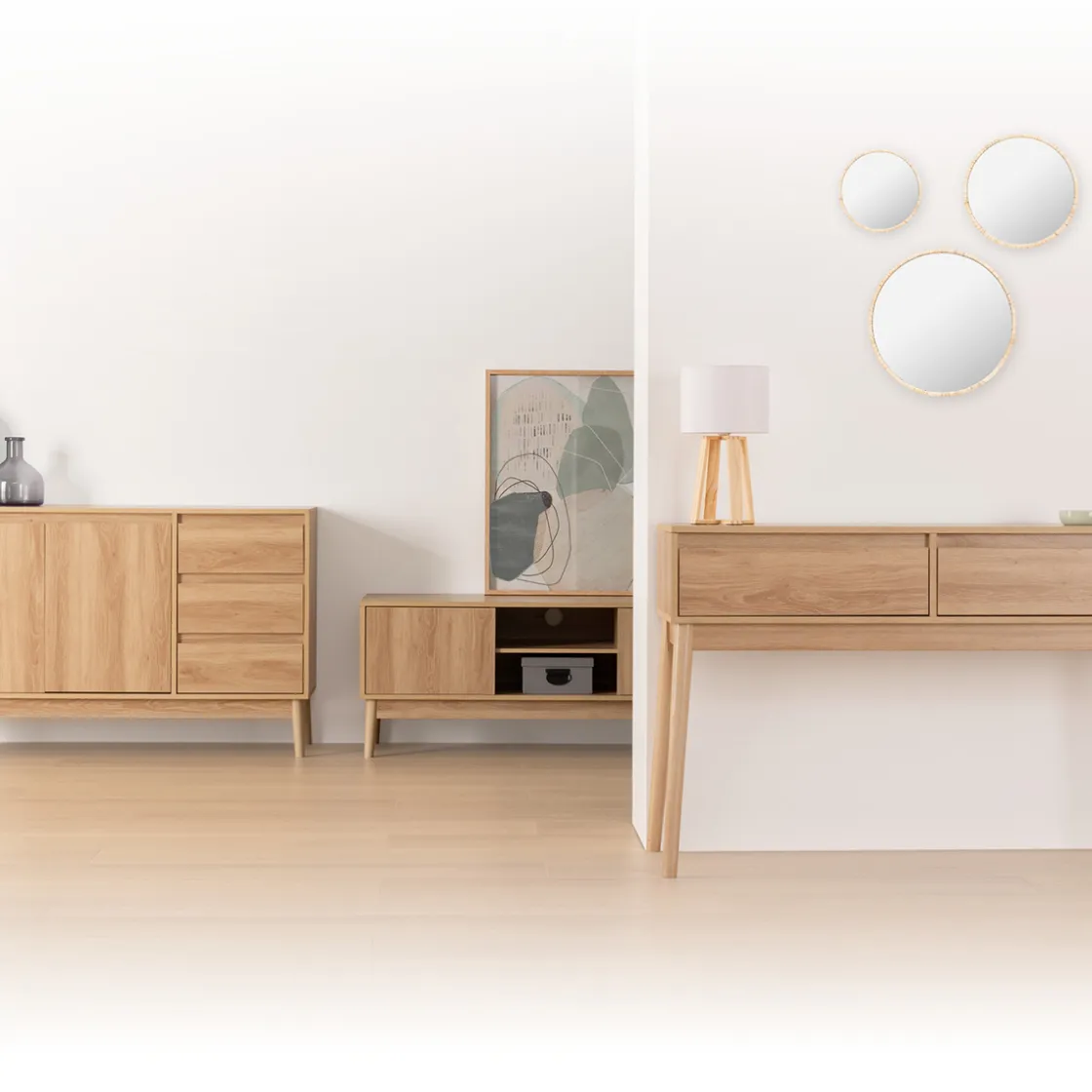 5five Aparadores Y Consolas|Estilo Rústico>Consola Abana Beige De MDF Con 2 Cajones