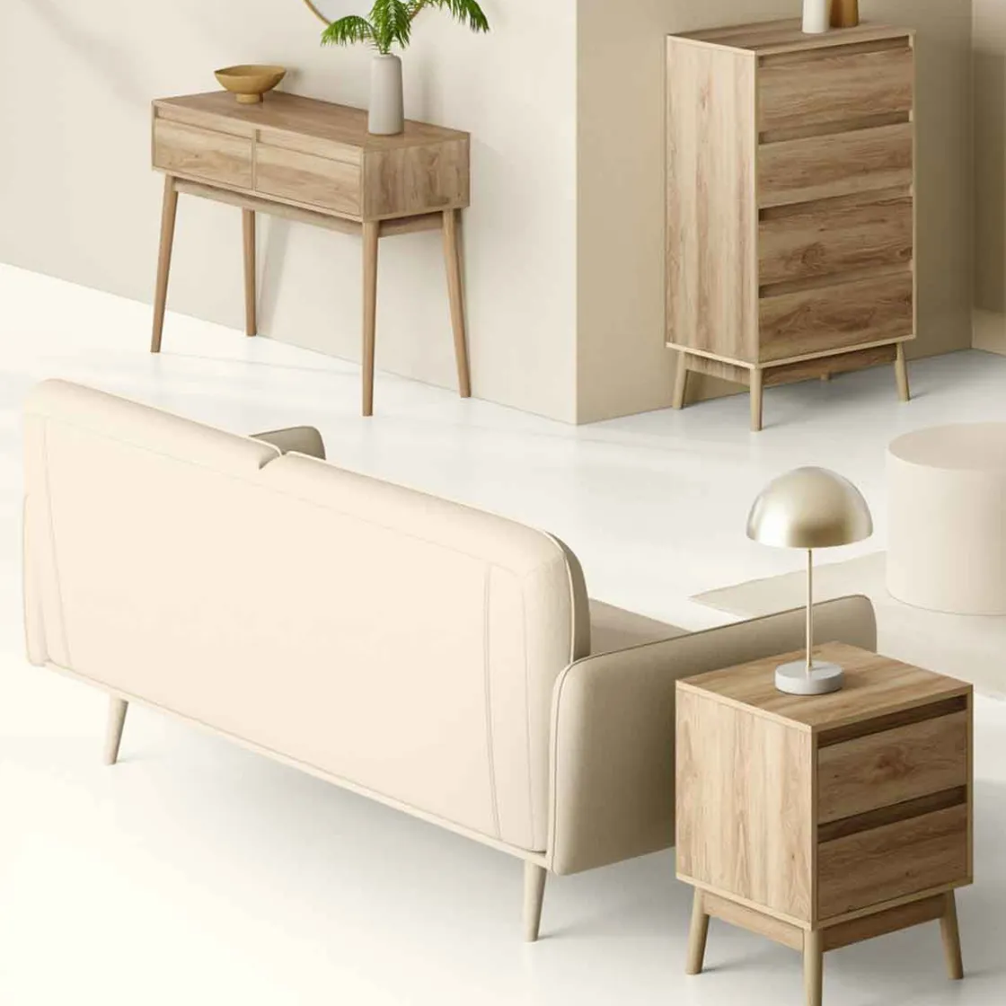 5five Aparadores Y Consolas|Estilo Rústico>Consola Abana Beige De MDF Con 2 Cajones