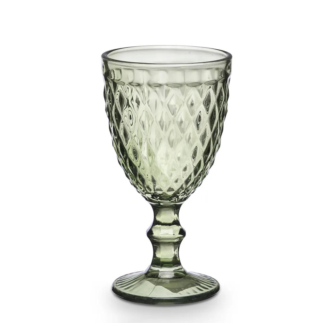 Copas>Copa De Agua Diamante Verde De Vidrio 340ml