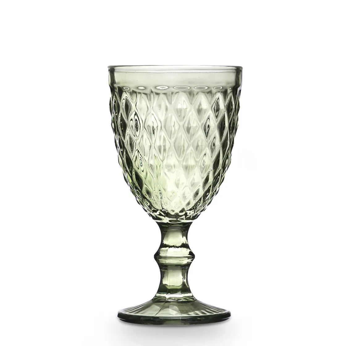 Copas>Copa De Agua Diamante Verde De Vidrio 340ml