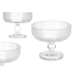Platos Para Tartas, Tartas Y Bombones>Copa De Helado De Vidrio A Rayas 31Cl