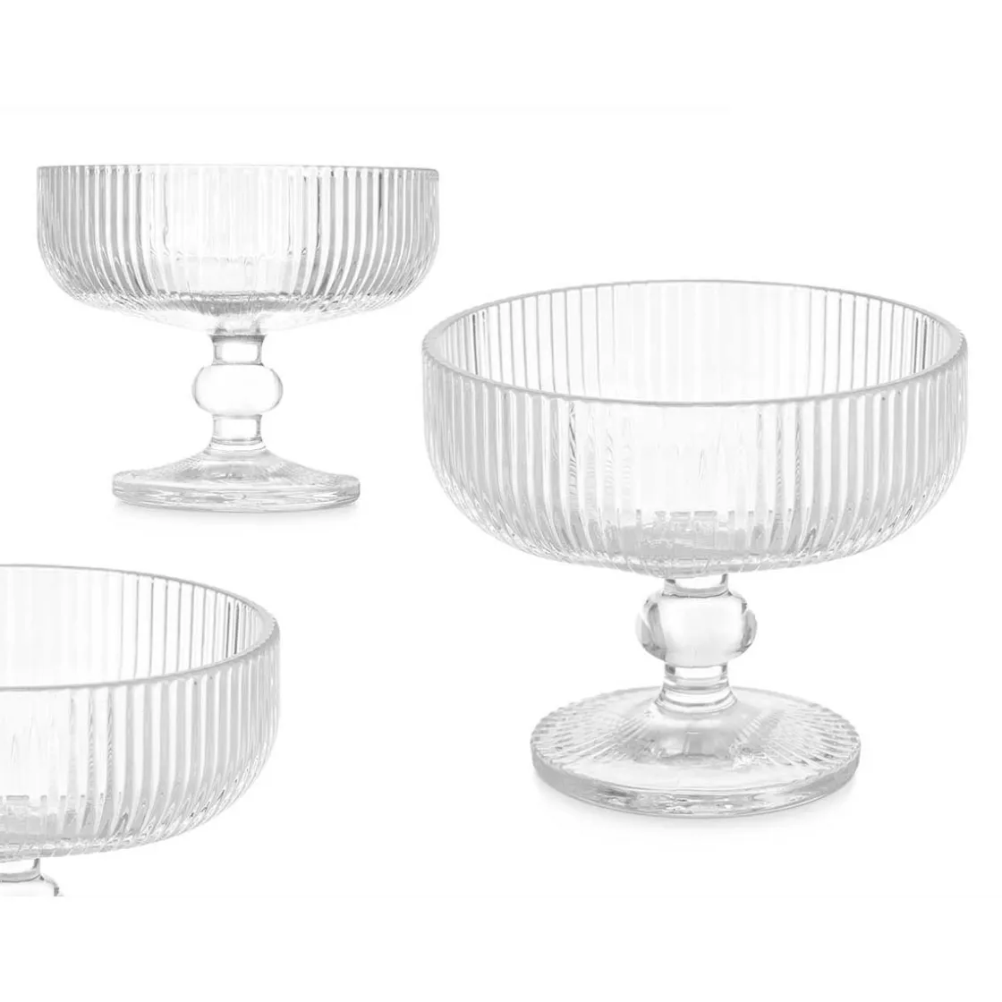 Platos Para Tartas, Tartas Y Bombones>Copa De Helado De Vidrio A Rayas 31Cl