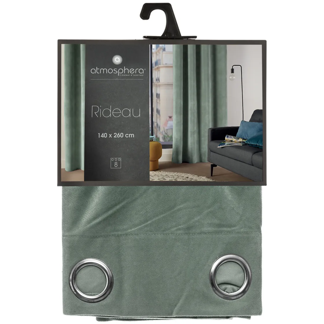 atmosphera Cortinas>Cortina LILOU verde celadón 140x260cm