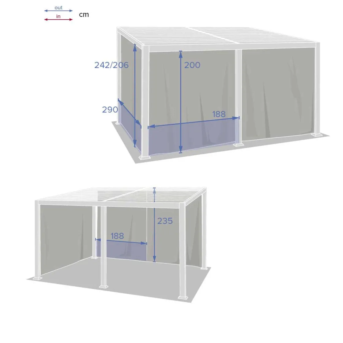 hespéride Complementos>Cortinas para pérgola AVILA 4x3m