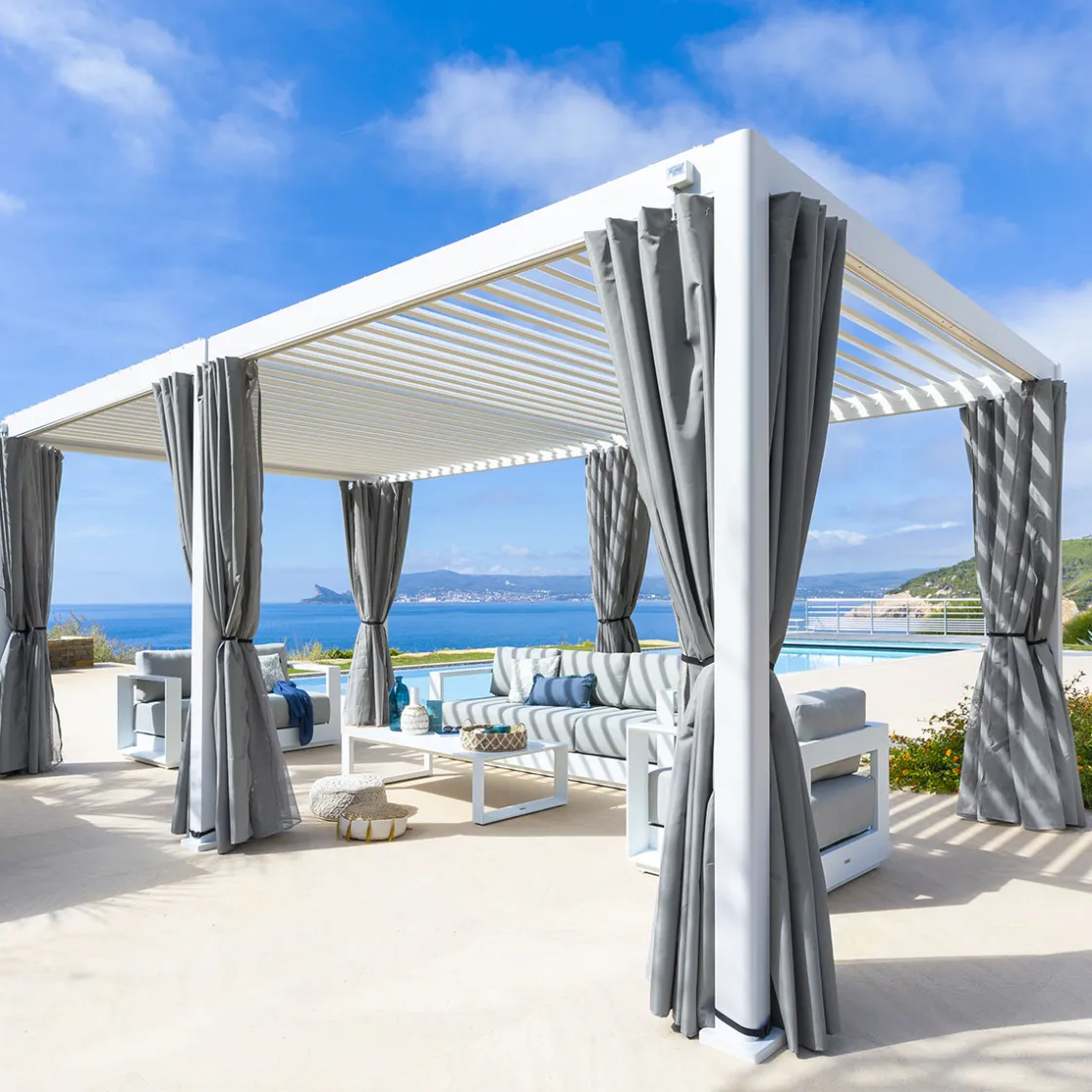 hespéride Pérgolas>Cortinas y mosquiteras para pérgola EVORA blanco
