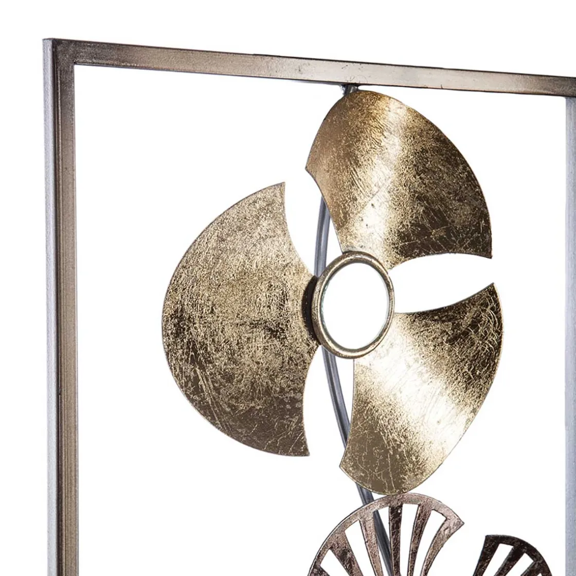 atmosphera Lienzos Y Cuadros Decorativos>Cuadro Metálico Dorado Flor 31x89Cm