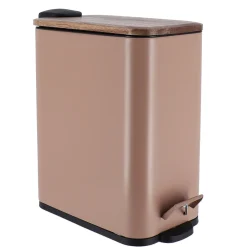 Cubos>Cubo de baño con tapa en metal gris pardo 5l