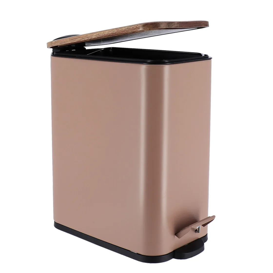 Cubos>Cubo de baño con tapa en metal gris pardo 5l