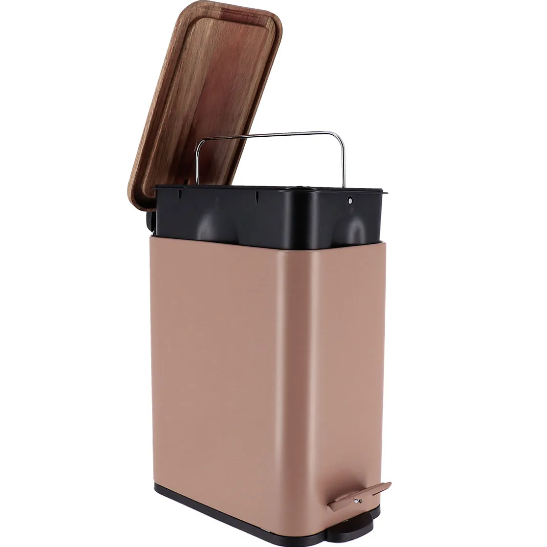 Cubos>Cubo de baño con tapa en metal gris pardo 5l