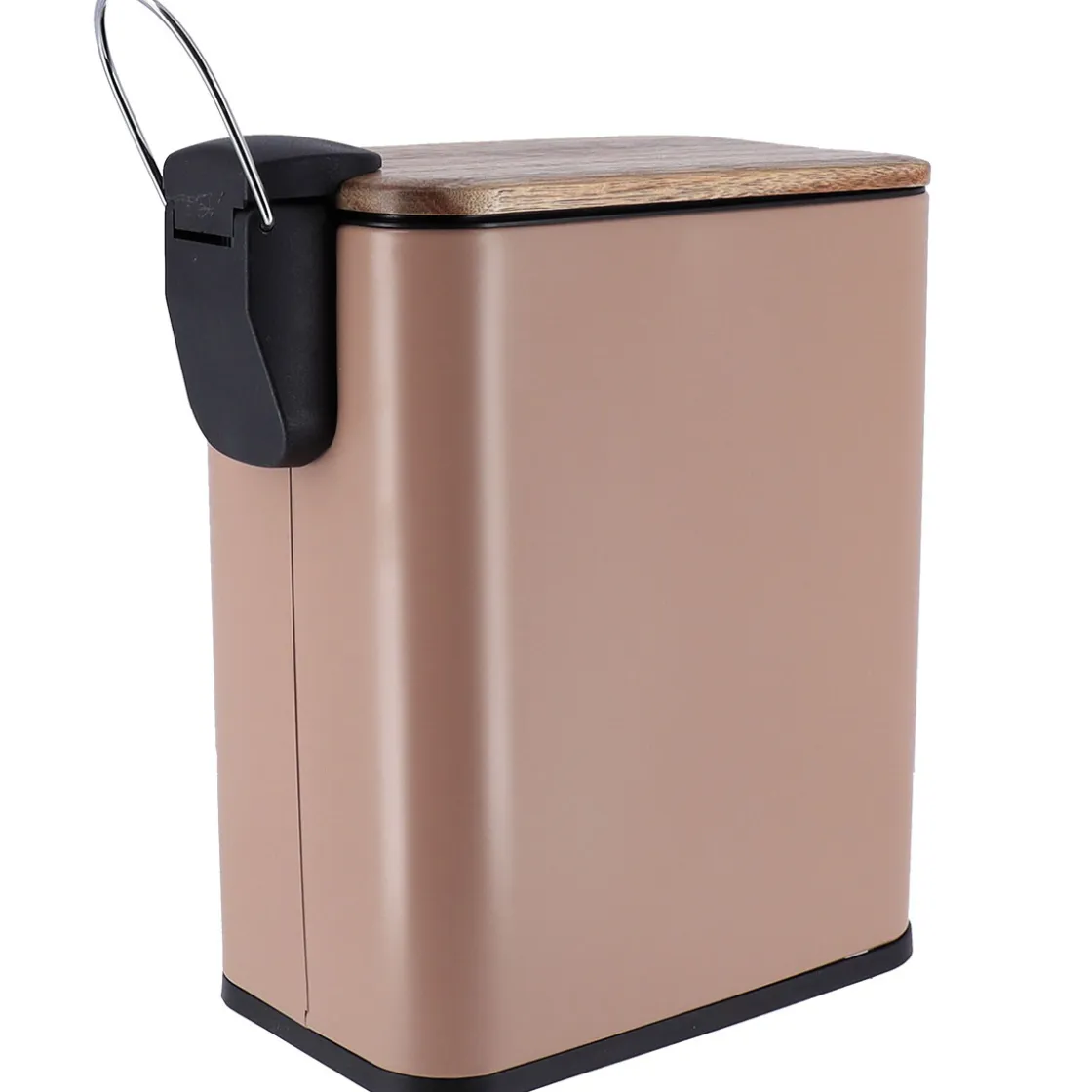 Cubos>Cubo de baño con tapa en metal gris pardo 5l