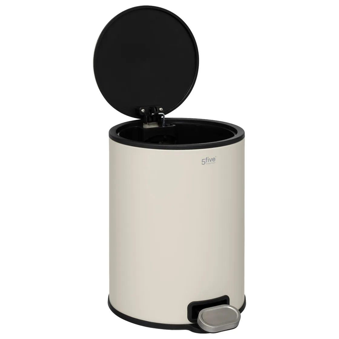 5five Botes De Basura Y Contenedores De Reciclaje>Cubo de basura beige de metal con pedal DELTA 6l