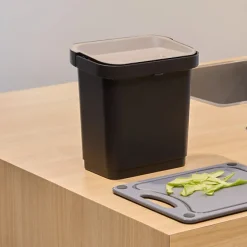 5five Botes De Basura Y Contenedores De Reciclaje>Cubo de basura rectangular negro 5L