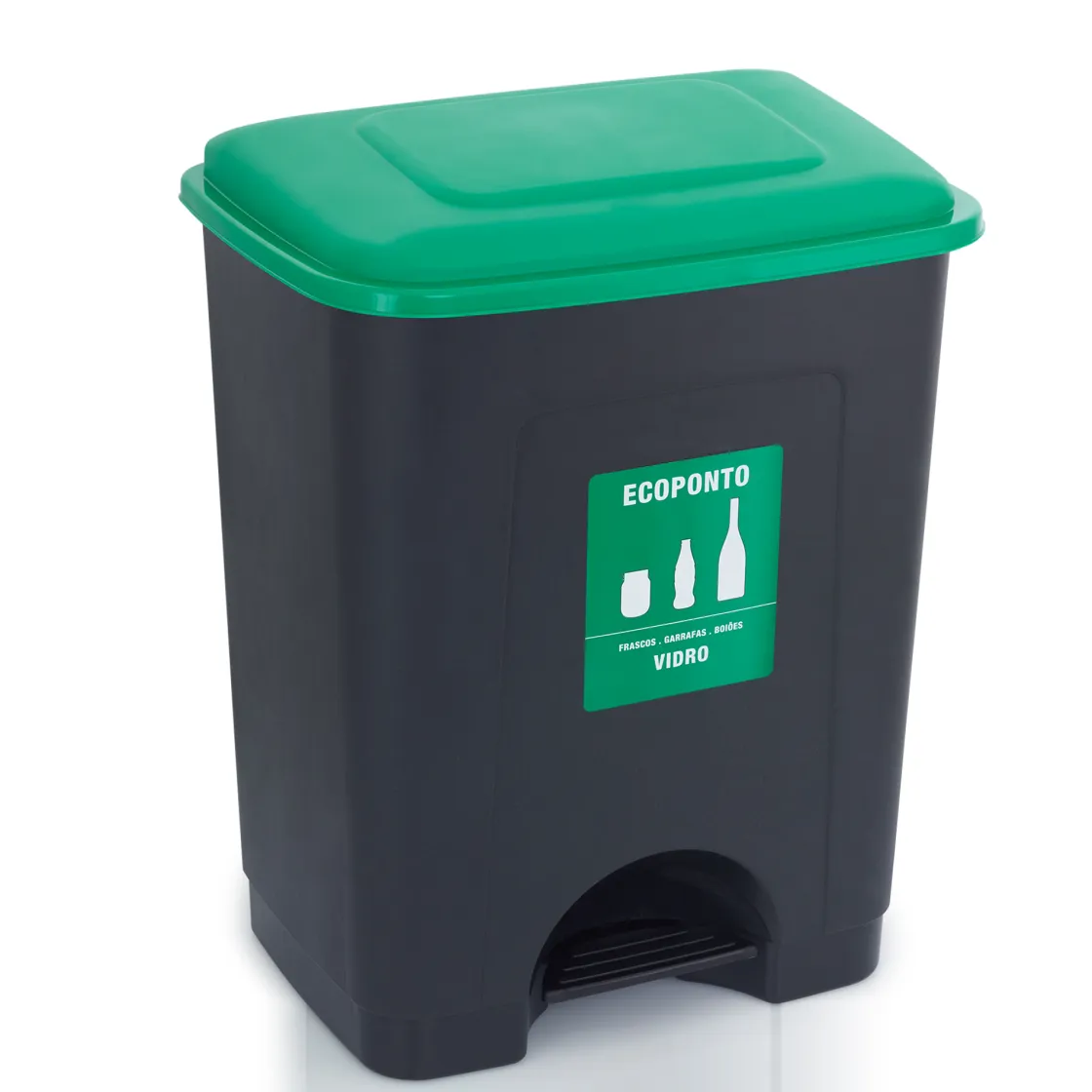 Botes De Basura Y Contenedores De Reciclaje>Cubo De Reciclaje De Plástico 35L Verde