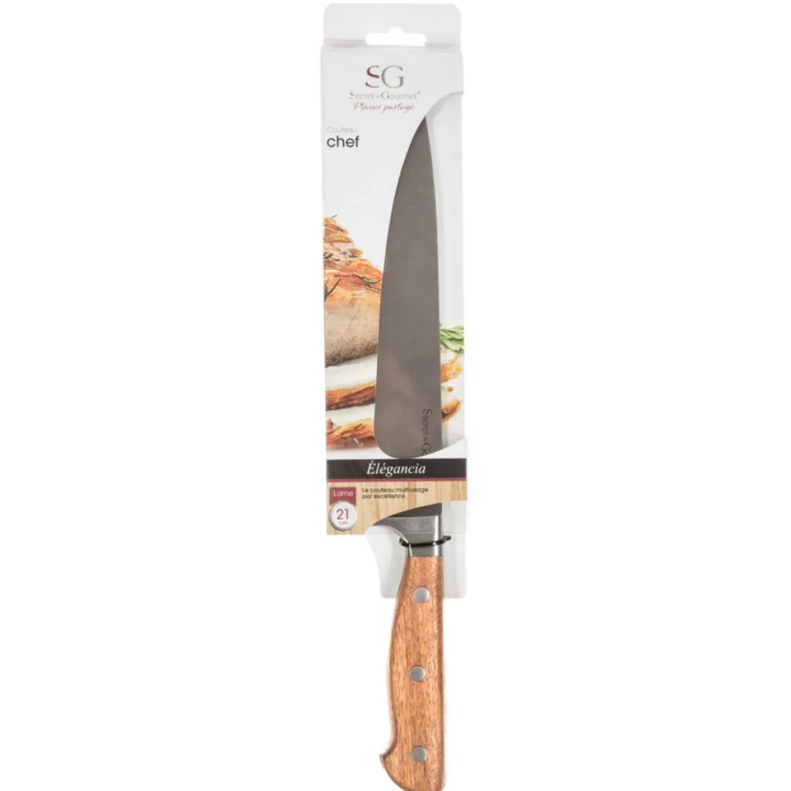 secret d'gourmet Placas Calefactoras Y Tablas De Cortar>Cuchillo Chef Elegancia Con Mango Madera