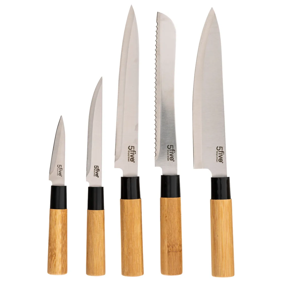 5five Placas Calefactoras Y Tablas De Cortar>Cuchillos+Utensilios C/Soporte De Bambú