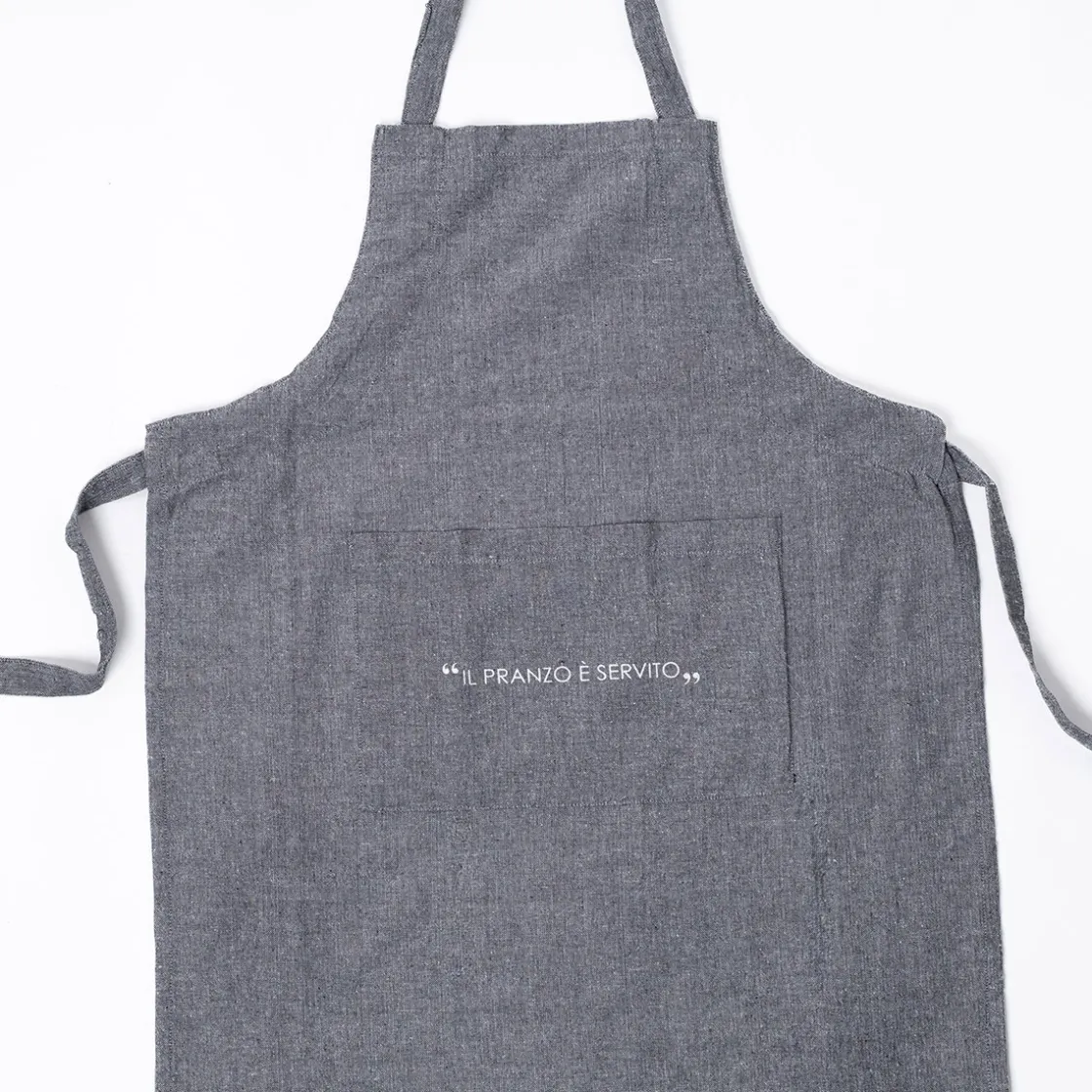Delantales, Asas Y Paños>Delantal de cocina con frase gris oscuro 60x80cm