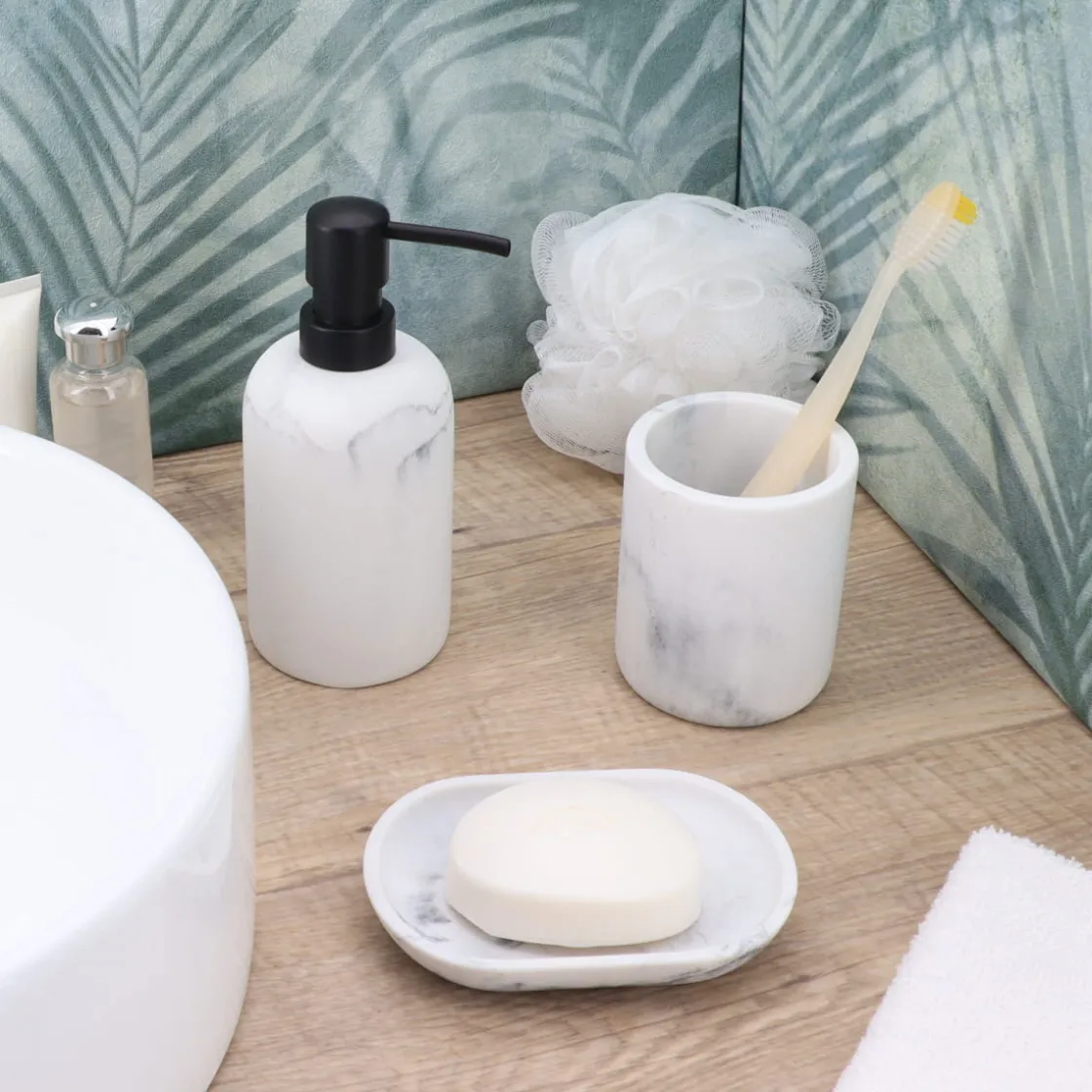 Accesorios De Lavabo>Dispensador de jabón líquido efecto mármol