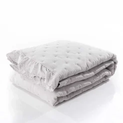 Edredones Y Colchas>Edredón AMALFI gris con encaje 250x260cm