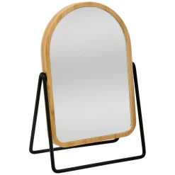5five Espejos>Espejo de baño de bambú con soporte metálico
