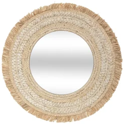 atmosphera Espejos|Estilo Rústico>Espejo De Pared Celia Rafia Beige 68Cm