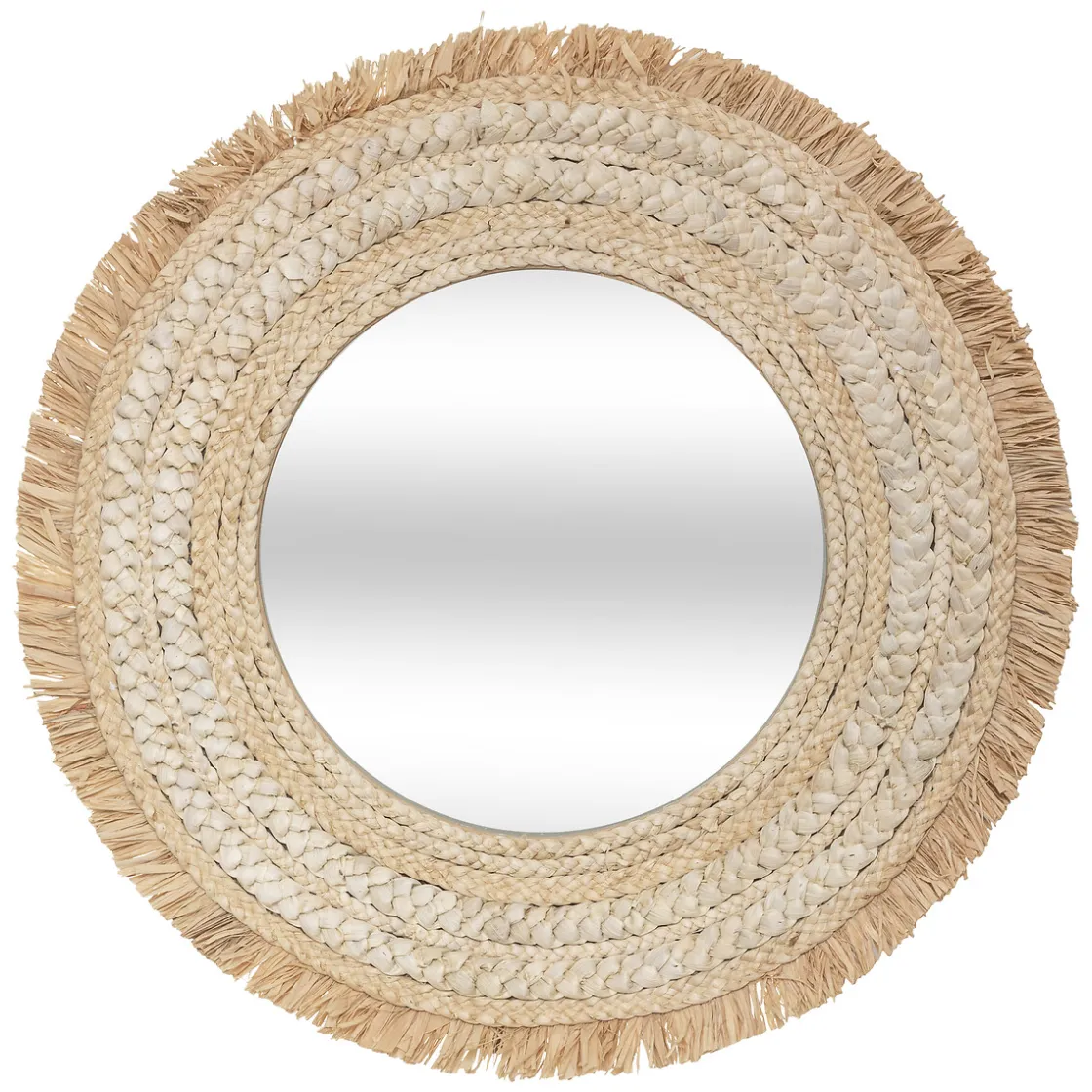 atmosphera Espejos|Estilo Rústico>Espejo De Pared Celia Rafia Beige 68Cm