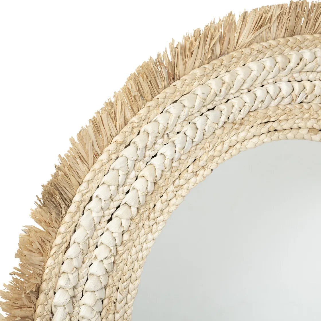 atmosphera Espejos|Estilo Rústico>Espejo De Pared Celia Rafia Beige 68Cm