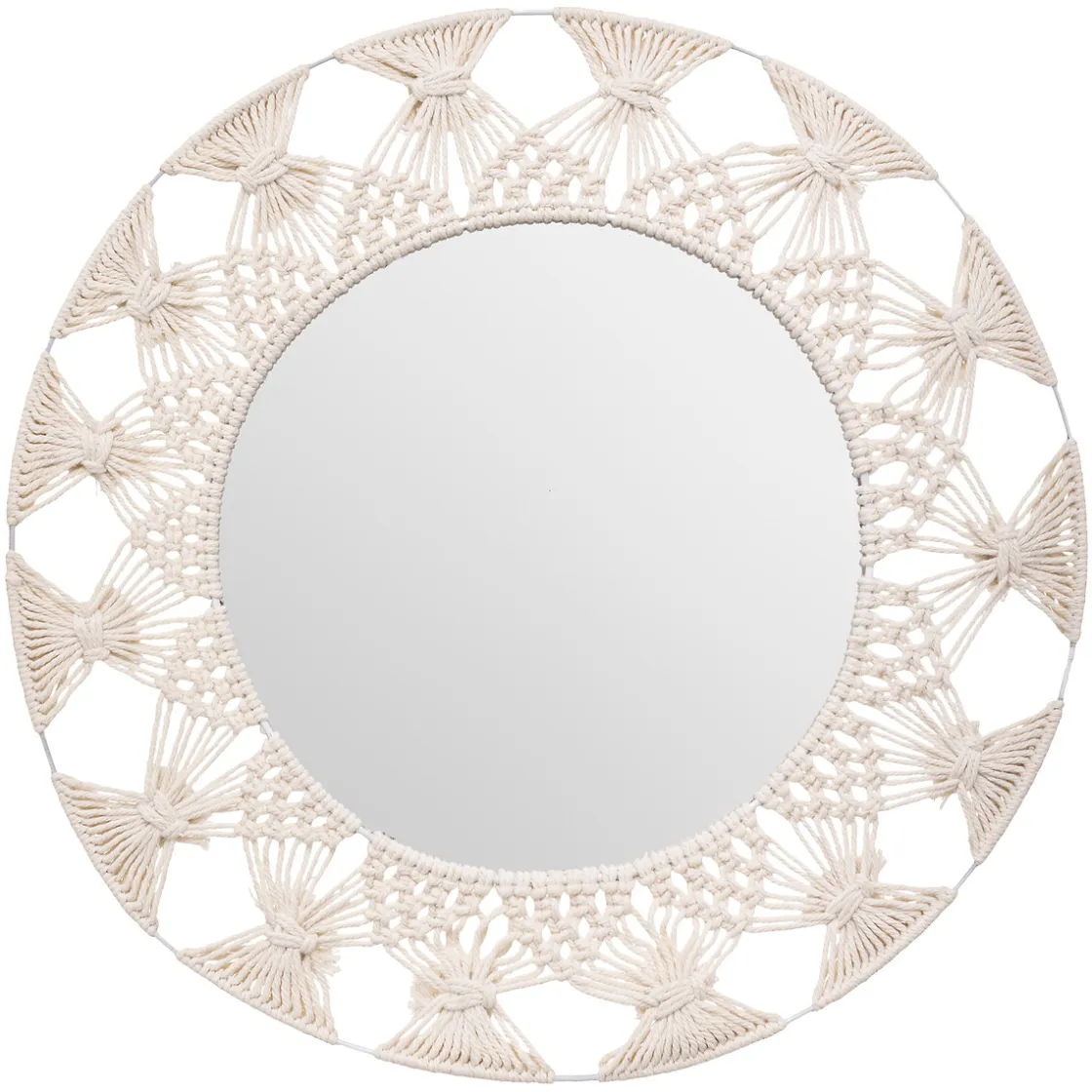 atmosphera Espejos>Espejo De Pared De Algodón Beige 56Cm