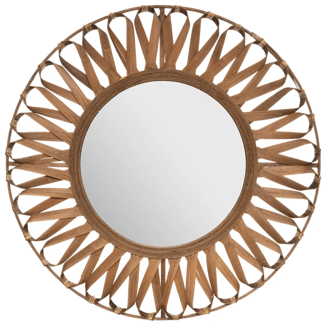 atmosphera Espejos|Estilo Étnico>Espejo De Pared Eve De Bambú Beige 93Cm