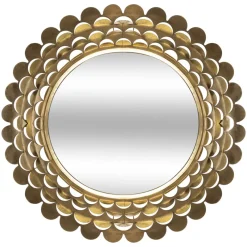 5five Espejos|Estilo Contemporaneo>Espejo De Pared Metal Flor Dorado 91x9Cm