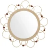 atmosphera4kids Accesorios Decorativos>Espejo POMME beige de ratán con pompones 38cm