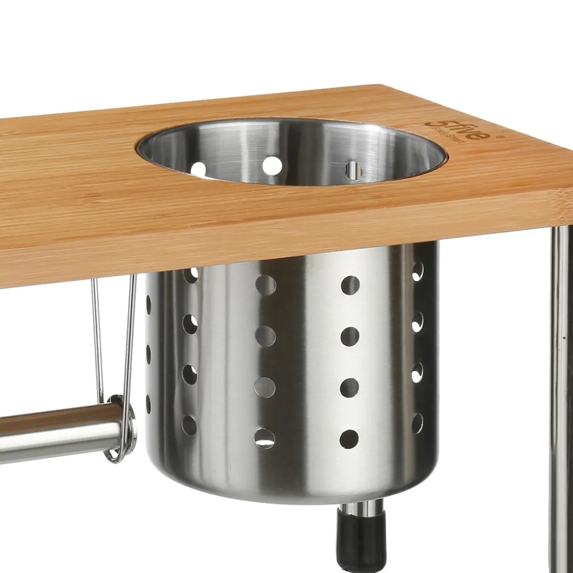 secret d'gourmet Encimera Y Lavavajillas>Estante Cocina C/Portarrollo Metal/Bambú