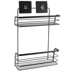 Accesorios De Baño>Estante De Baño Negro Con 2 Niveles