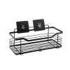 Accesorios De Baño>Estante De Baño Negro Metálico Con Adhesivo