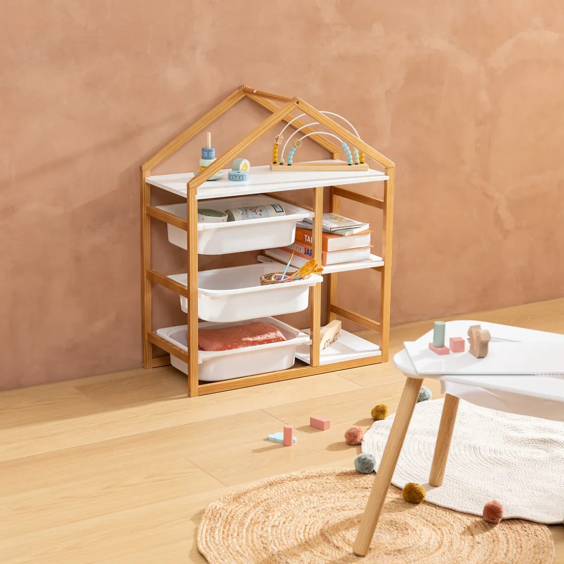 atmosphera4kids Mobiliario>Estantería BAKO de 3 niveles con 3 cestas