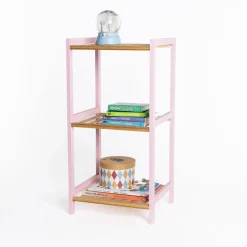 Mobiliario>Estantería con 3 baldas rosa de bambú 70cm
