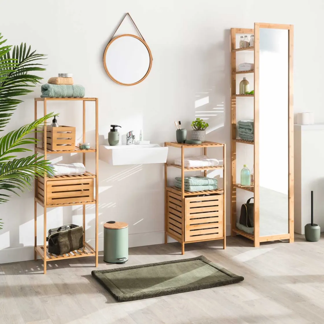 5five Muebles Con Lavabo Y Auxiliares>Estantería De Bambú C/2 Baldas Y 1 Módulo