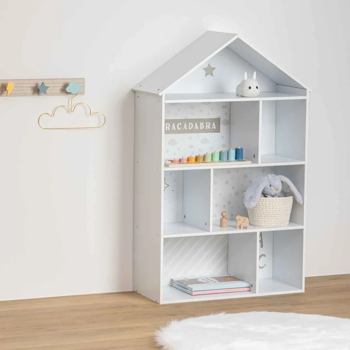 atmosphera Mobiliario>Estantería en forma de casa gris