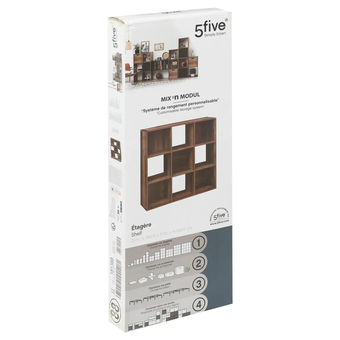 5five Módulo De Mezcla>Estantería marrón oscuro con 9 cubos MIXMODUL