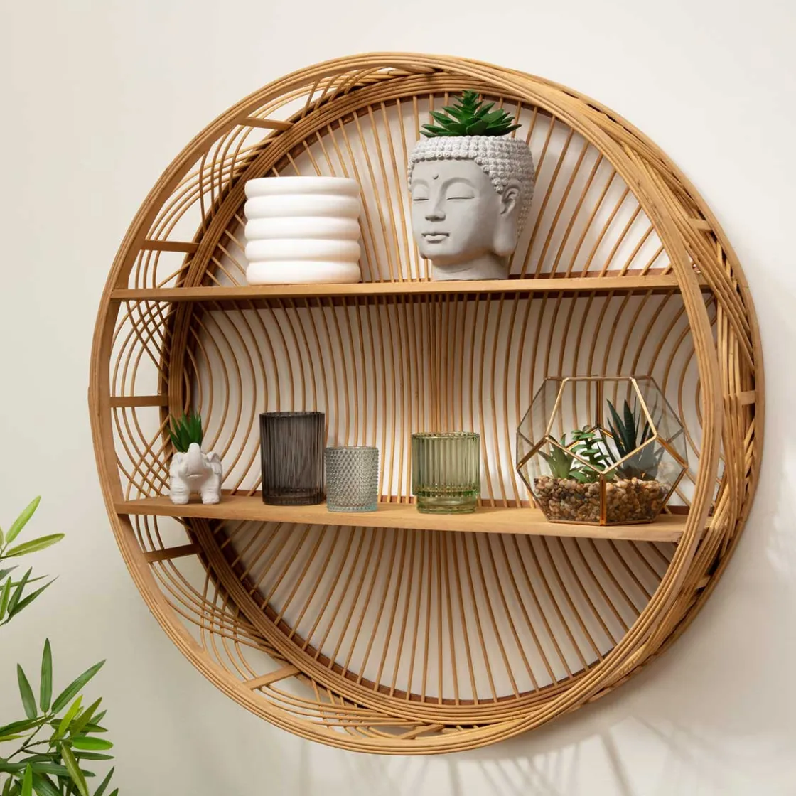 atmosphera Estantes Y Cómodas|Estilo Oriental>Estantería Redonda De Bambú Ina 70x15x70Cm