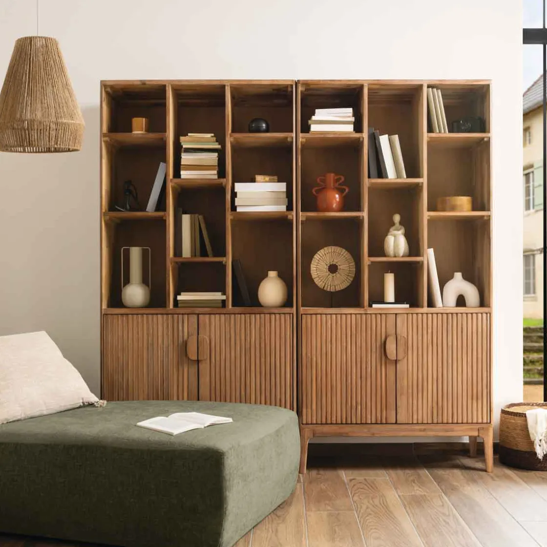 Estantes Y Cómodas|Estilo Rústico>Estantería SABOR marrón de mdf con 2 puertas 190cm